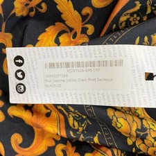 Boohoo Gemma Collins Swimsuit Womens Sz 18 Black Chain Print Wide Strap Stretch