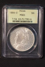 1884 **O** Morgan Silver Dollar **PCGS MS63 BRIGHT WHITE ** FREE SHIPPING 184