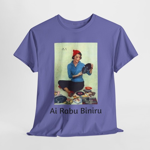 Japanese Young Woman Record Collector Ai Rabu Binīru T-Shirt, Music Lover Gift, - Picture 6 of 109