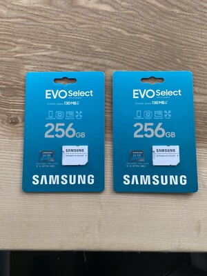 2x Samsung EVO Select 256GB microSDXC UHS-I U3 130MB/s Full HD 4KUHDM Speicherkarte