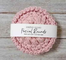 crochet handmade spa facial pad rounds scrubby reusable daylilly pink 3pc