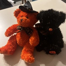 Vintage Russ Berrie HOCUS  SPARKY Halloween Teddy Bear Plush Pair