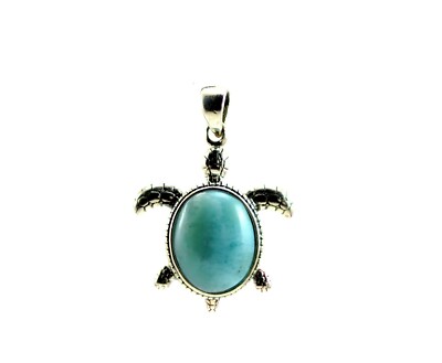 Larimar 8x10mm 2,3,4 Meeresschildkröte Anhänger (GROSSHANDEL) .925 Sterlingsilber