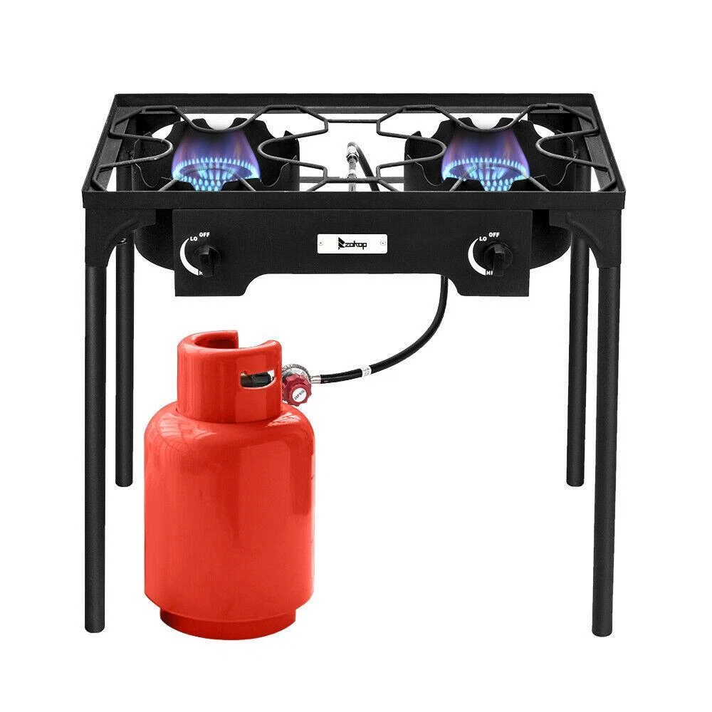 2 Burner 150000 BTU Gas Propane Cooker Outdoor Camping Stove Stand BBQ  Picnic | eBay