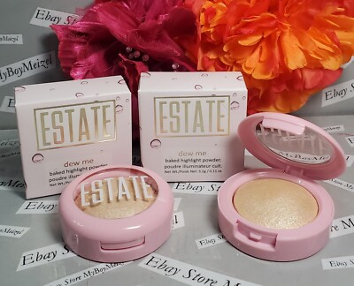 Lot of 2 Estate Cosmetics Dew Me Baked Highlighter Powder LIT .11 oz Full Sz NIB