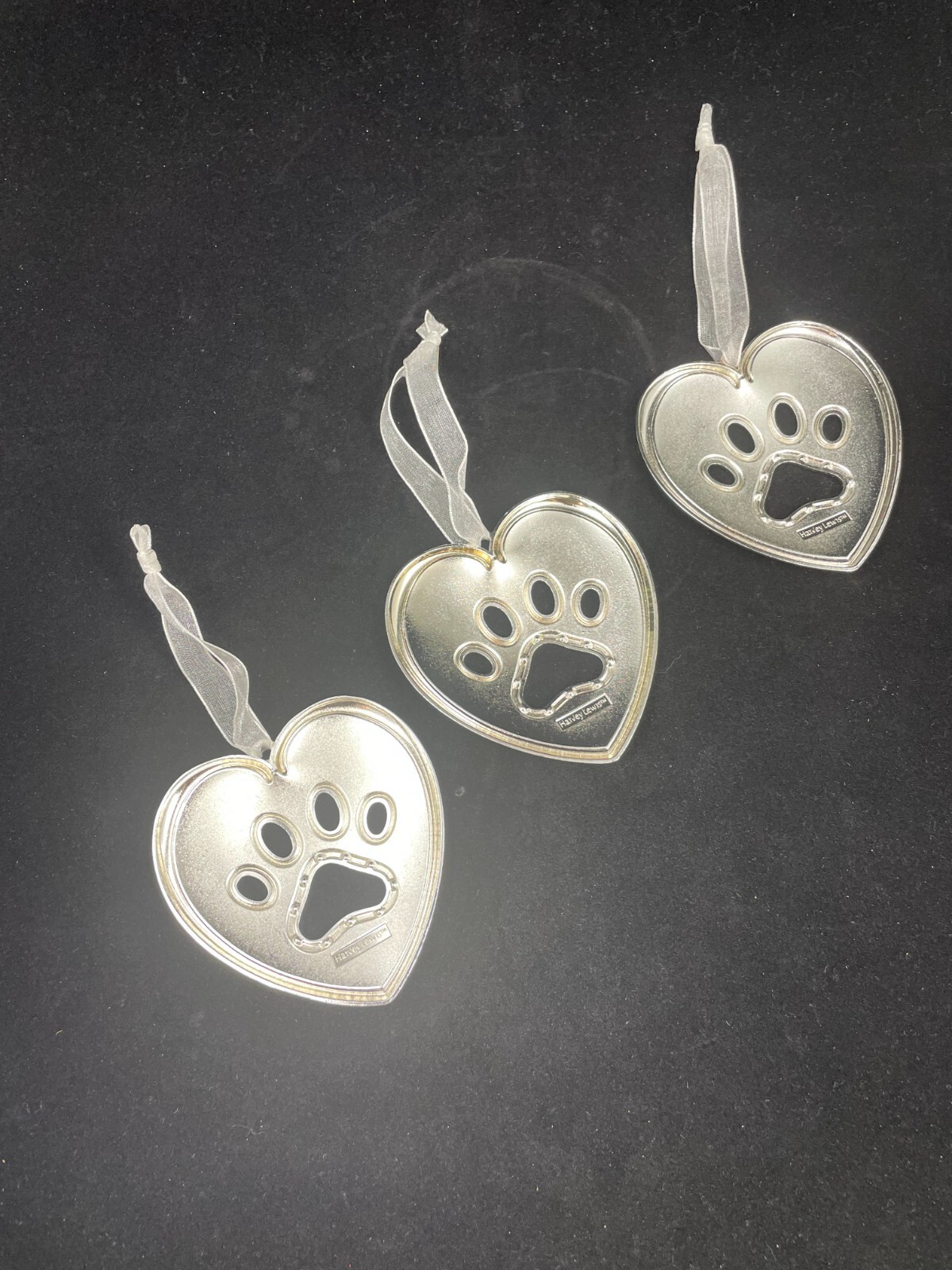 1 HARVEY LEWIS HEART DOG PAW PRINT SWAROVSKI CRYSTALS CHRISTMAS HOLIDAY ORNAMENT