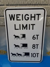 AMISH BUGGY BRIDGE WEIGHT LIMIT SIGN GARAGE ART MAN CAVE BAR RESTAURANT 