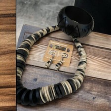 Heishi Graduated Coconut Disc African Trade Bead Necklace A251