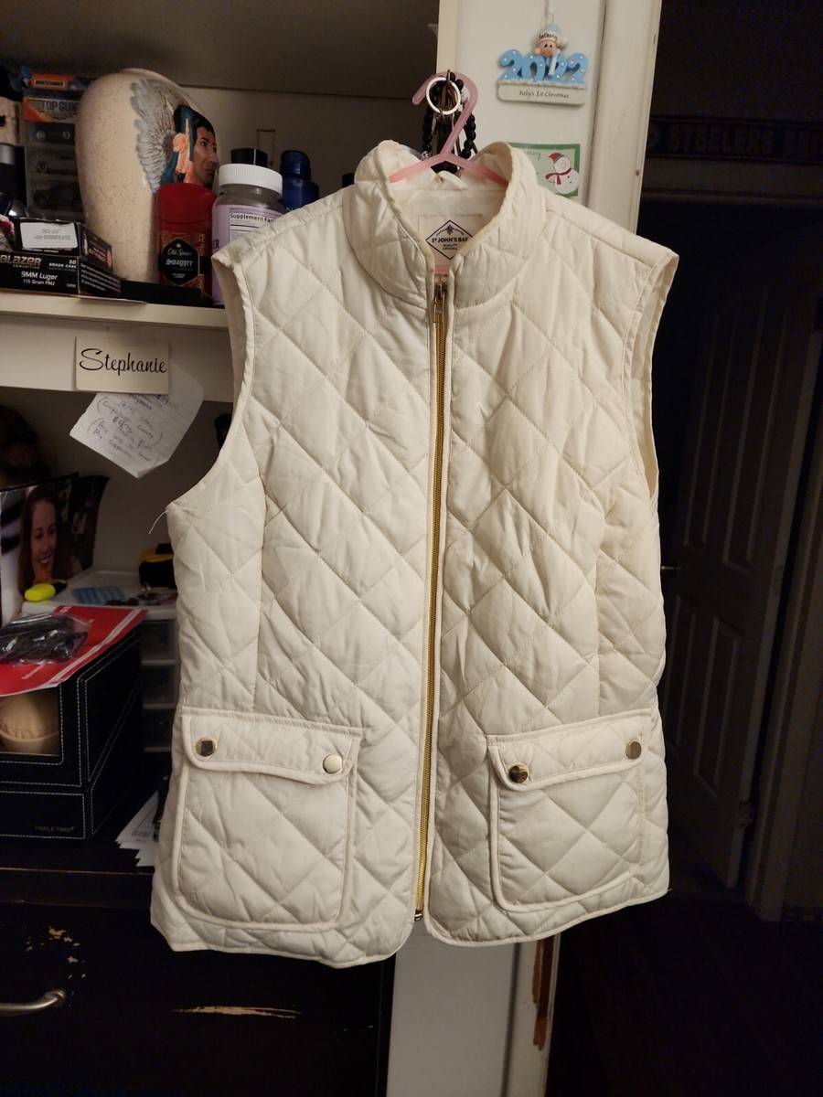 Women's Johns Bay Quilted Vest Size Medium Off White Quilted