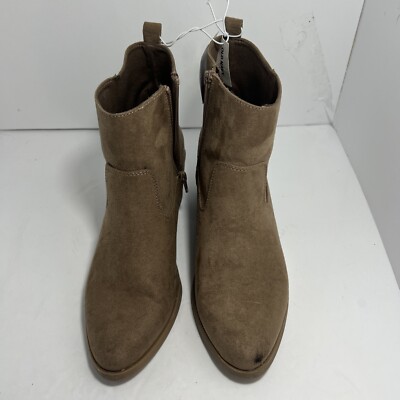 NEW OLD NAVY Size FAUX SUEDE LEATHER WESTERN ANKLE BOOTS MOCHA LATTE  BOOTIES