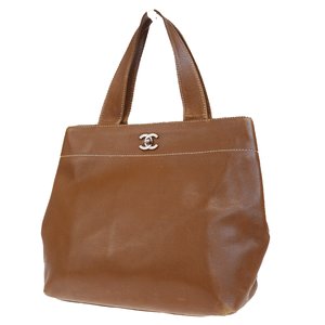 Authentic-CHANEL-CC-Logo-Hand-Tote-Bag-Caviar-Skin-Leather-Brown-Vintage-65ER364