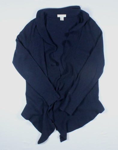 Kenar Sz Large Navy Blue Open Front 2 Ply 100% Cashmere Knit Cardigan Sweater | eBay
