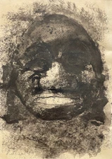 Jacques Doucet Painting Signed Cobra Ink Wash 1965 Painting Portrait Man