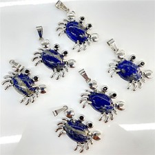 10pcs Natural Lapis Lazuli Stone Crab Pendants Reiki Healing DIY Jewelry Making