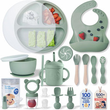 23-Piece Bpa-Free Silicone Baby Feeding Set Extra Large Suction Plates, Toddle
