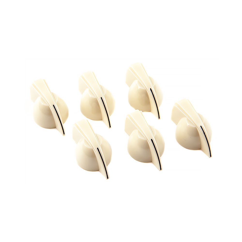 Fender Chicken Head Pointer Amp/Amplifier Knobs Pack of 6 (Cream)