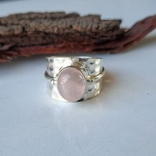 Rose Quartz Gemstone Ring 925 Sterling Silver Handmade Gift Boho Ring PG8739
