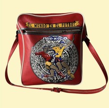Borsa a tracolla vintage anni 60 70 Messico Futbol calcio BELLISSIMA GRAFICA ben indossata