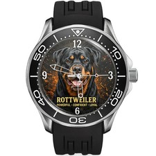 TWK Rottweiler Uhr Armband Sport Silikon Schwarz Ros&eacute;gold 40mm Edelstahl 3ATM