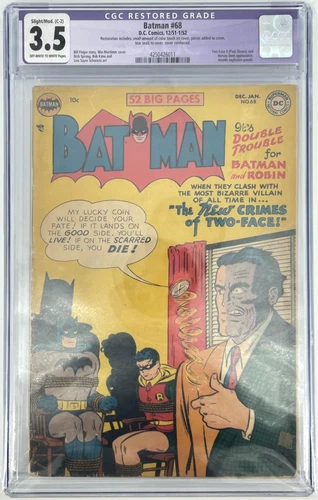 Batman #68 1952 CGC Restored Graded 3.5 Off-White to White Pages DC Comics