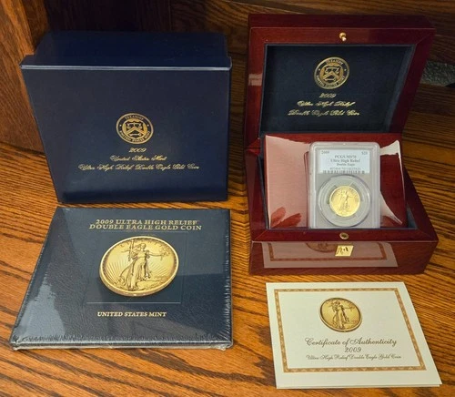 2009 $20 Gold Ultra High Relief Double Eagle PCGS MS70 w New Box, Booklet, COA