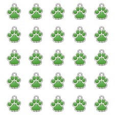 40Pcs Enamel Paw Print Charm Dog Paw Footprint Charms Metal Green/White