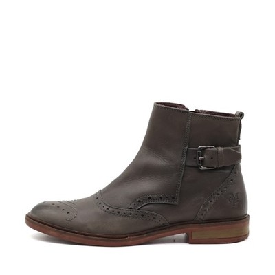 Marc O'Polo Damen Brogue Ankle Boot Stiefel Grau Leder Schuhe Stiefeletten EU 40