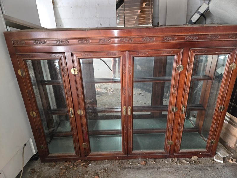 Large Wood Glass Display Cabinet / China Cabinet 6 Ft Wide x 4.5 Ft Tall