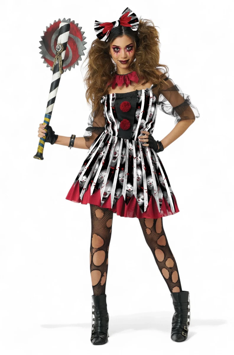 Disfraz De Payaso Retorcido Para Mujer Talla Grande - Halloween, Incluye Vestido, Sombrero Y Accesorios