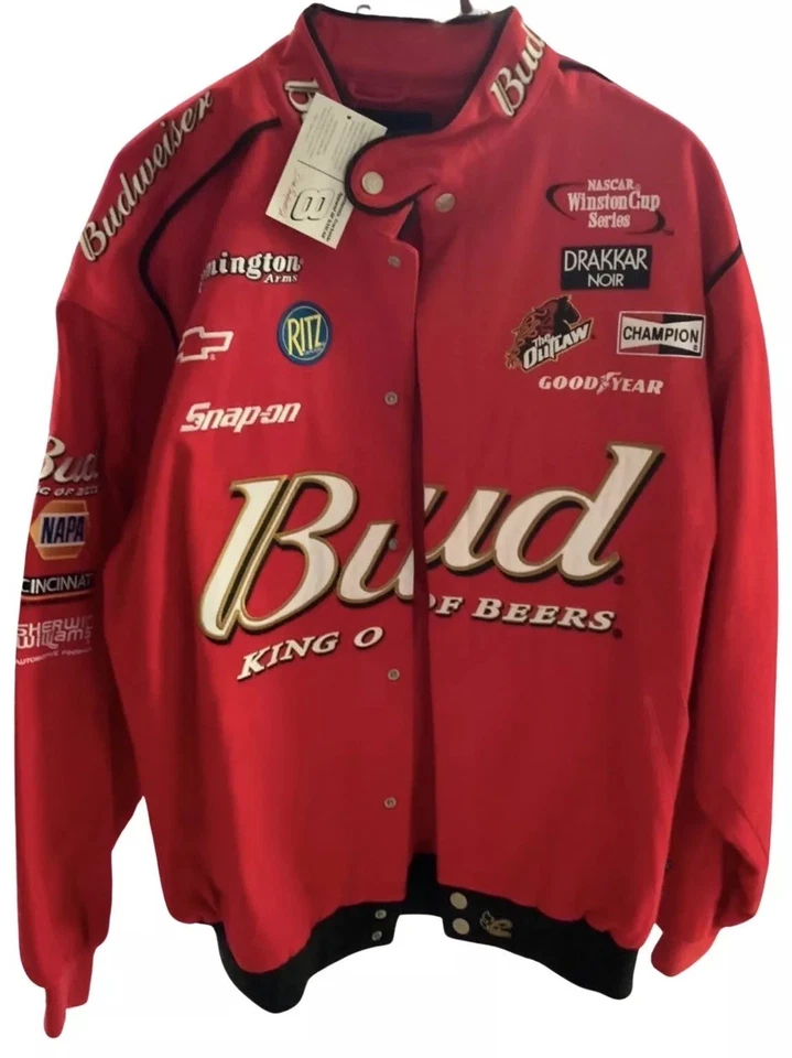 NUEVO CON ETIQUETAS DE COLECCIÓN Chaqueta de Carrera Nascar Earnhardt Jr Budweiser XL con Letrero Richard Petty Guantes Foto 3 de 4