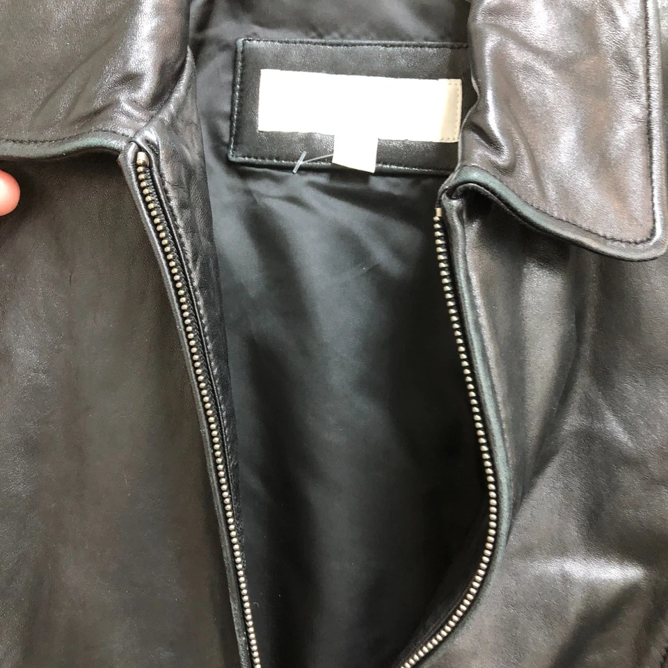 Liz Claiborne Jacket Medium Adult Petite Black Leather Full Zip Moto Biker Women - Image 4 of 4