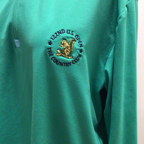 Polo Golf Ladies. US Open 1/4 Zip Lime Green Medium LS The Country Club - Afbeelding 2 van 5