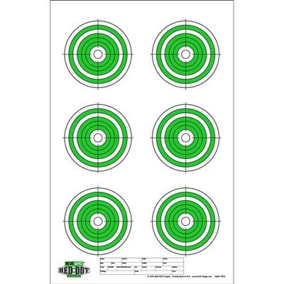 EZ2C Targets RD6: Six 4  Bullseyes Paper Shooting Target 11''x17'' USA MADE