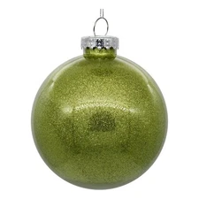 Vickerman 4" Plastic Ball Ornament in Clear Lime Glitter (Set of 6)
