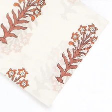 Hand Block Print Cotton Fabric | Rust Brown Floral Boota Design