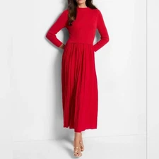 Nic + Zoe Kira Maxi Sweater Dress Women's Size L Red Holiday Party Christmas