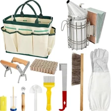 Beekeeping Supplies Bee Hive Starter Kit 12 Pieces with Smoker and Tools Sets