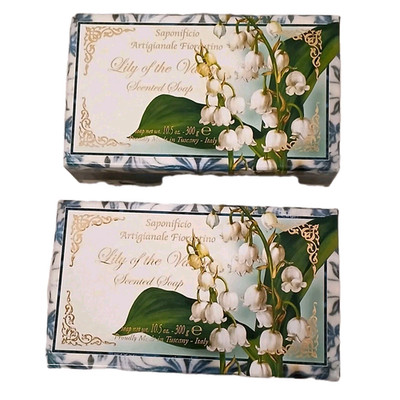 2 Soap Bars LILLY OF THE VALLEY Scent Fragrance Italy Luxury Spa Bath GIft