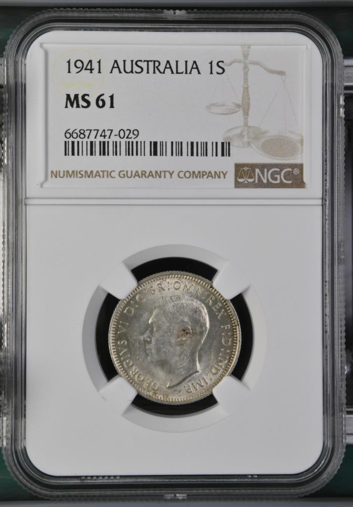 Australia 1 Shilling 1941 NGC MS 61