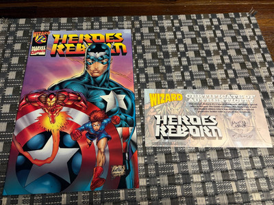 Heroes Reborn #1/2 1st Rikki Barnes w/ COA 1996 Wizard/Marvel Captain America