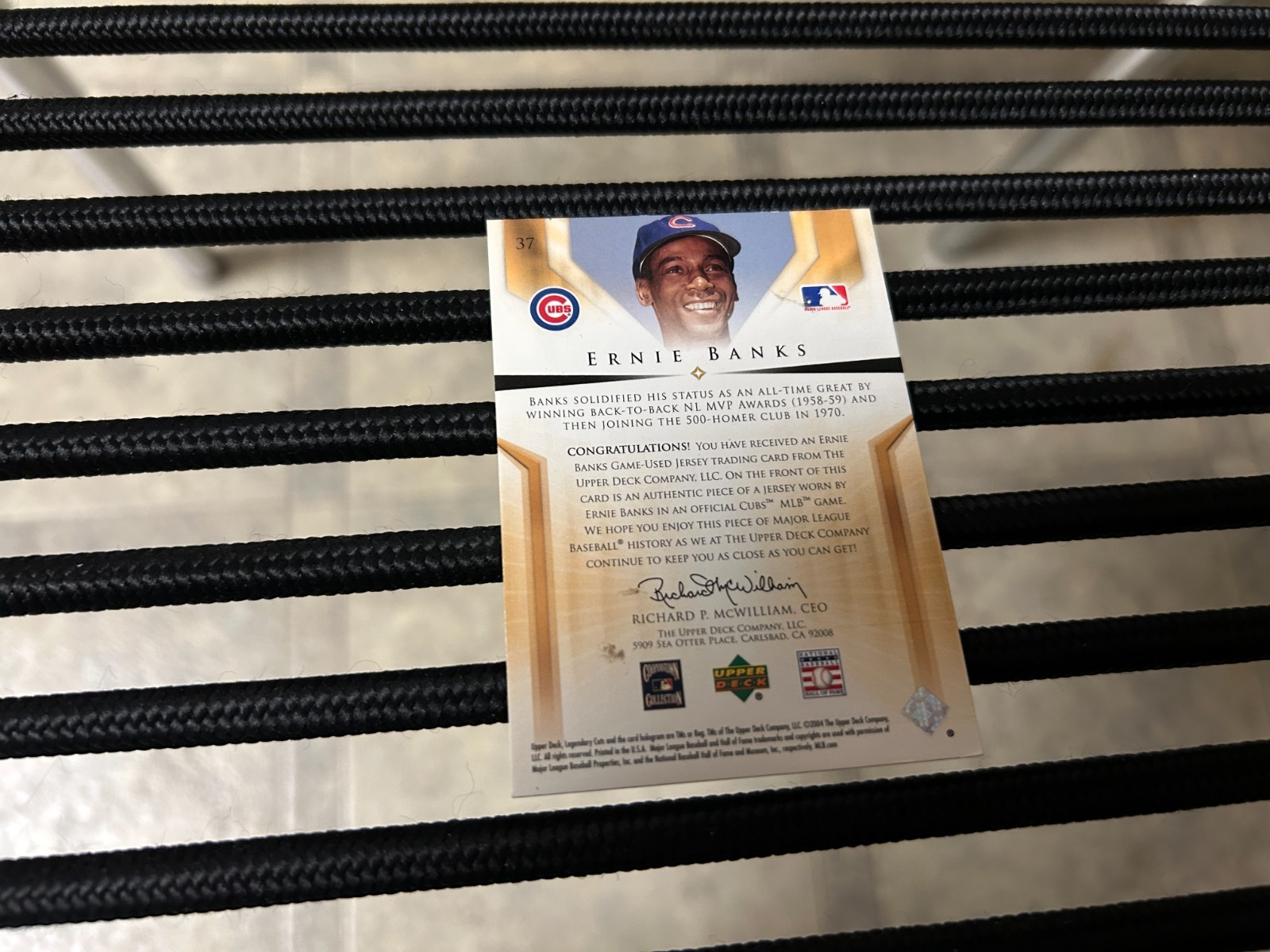 original 2004 SP LEGENDARY CUTS GAME USED JERSEY CARD of ERNIE BANKS..1 of 1 view 2