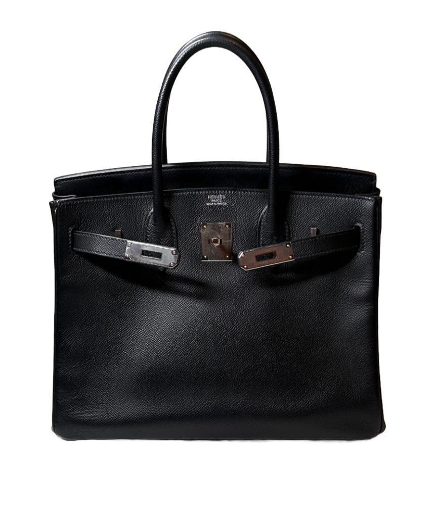 Vintage Hermes Birkin 30 Black Epsom Leather Palladium Hardware Classic