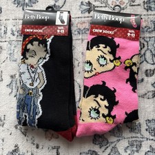 Betty Boop Crew Socks 2 Pair Adult Size 9-13 Nostalgic Novelty