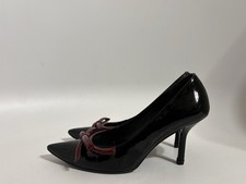 Vtg Prada Black Patent Leather Bow Heels 35