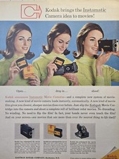 Kodak Instamtic Movie Cameras Kodapak Film Cartidge Vintage Print Ad 1965