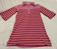 Vineyard Vines Girls Dress Size (L-14) Tea Rose Pink Striped 3/4 Sleeve Rugby