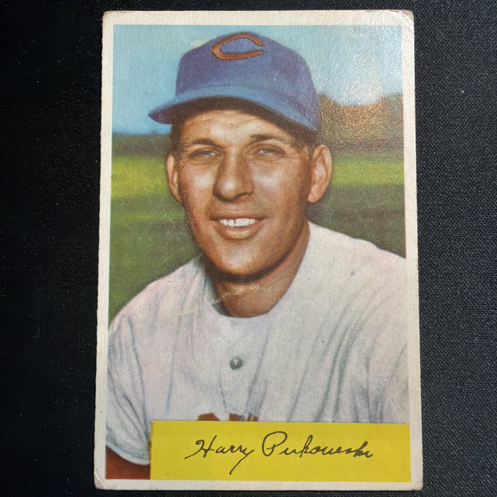 1954 Bowman HARRY PERKOWSKI #44 Chicago Cubs *Good* (crease) + BONUS CARD