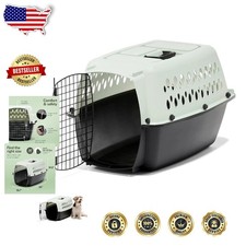 Durable Plastic Dog Crate 24" Aqua/Black - Portable, Secure Pet Travel Carrier