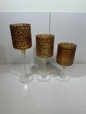 Preowned Honey Comb Texture and Color candle holders glass See Pictures Details