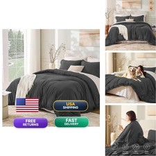 Andency Full Size Comforter Set Dark Grey 3 Pieces Boho Lightweight Bedding
